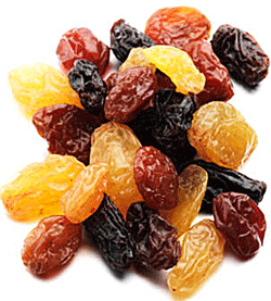 Dried raisins or sultanas